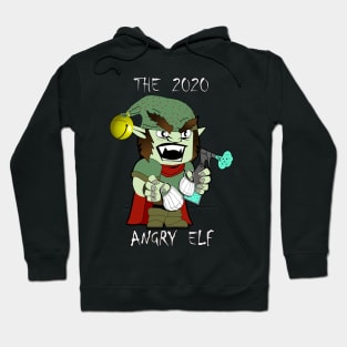 Christmas 2020 The Angry Elf Funny Graphic Elf with Masks & Disinfectant Social Distance Christmas Hoodie